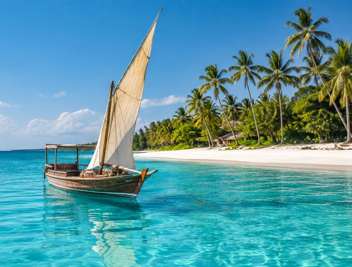 Turquoise Indian Ocean along the Zanzibar coast